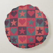 ハートおよび星パターンピンク ラウンドクッション (裏面)