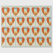 ハートおよび水玉模様が付いている西部のカップル ラッピングペーパー (フラット)