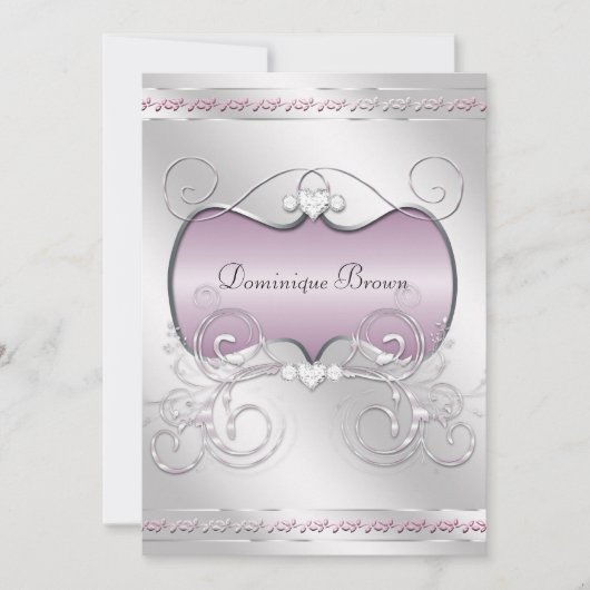 ハートおよび渦巻の招待 招待状 (正面)