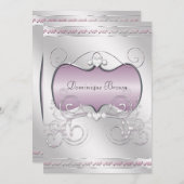 ハートおよび渦巻の招待 招待状 (正面/裏面)