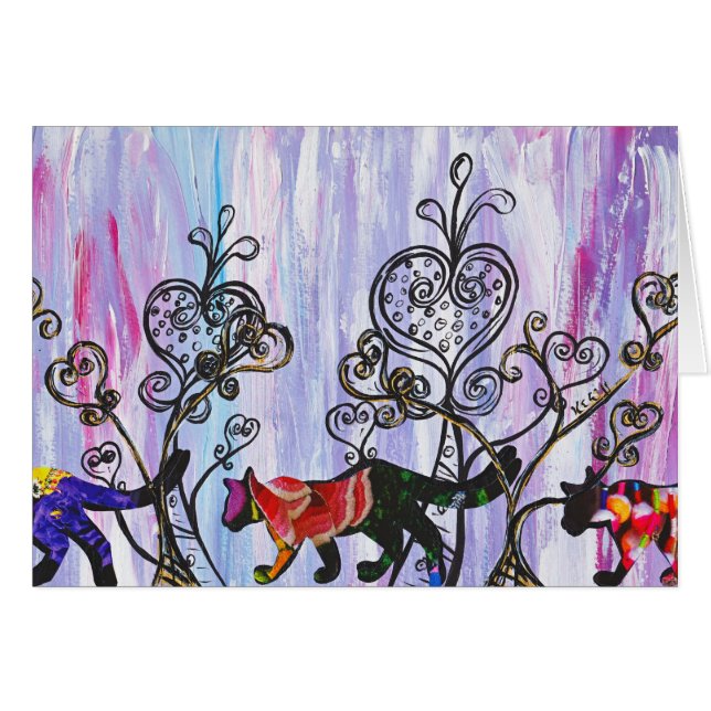 ハートおよび猫カード (正面横)