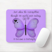 ハートおよび紫色の蝶引用文のマウスパッド マウスパッド (マウス)