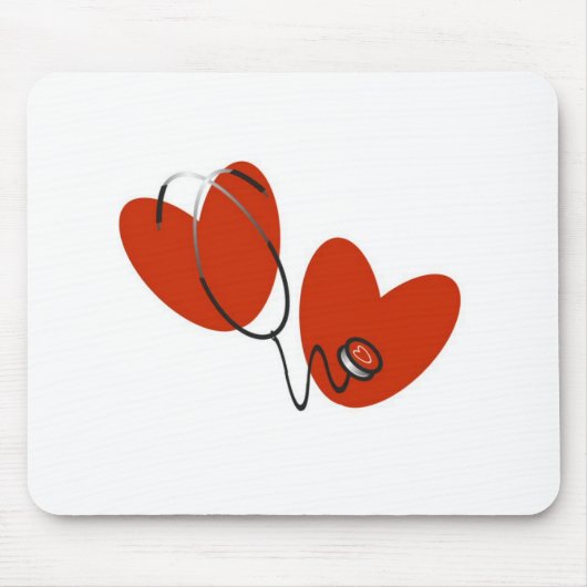 ハートおよび聴診器のTシャツおよびギフト マウスパッド (正面)