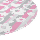 ハートおよび花が付いているパターン カッティングボード (角)