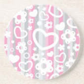 ハートおよび花が付いているパターン コースター (正面)