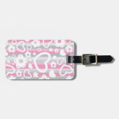 ハートおよび花が付いているパターン ラゲッジタグ (正面横)