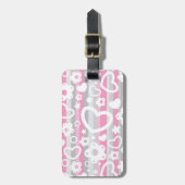 ハートおよび花が付いているパターン ラゲッジタグ (正面縦)