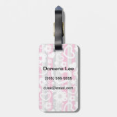 ハートおよび花が付いているパターン ラゲッジタグ (裏面縦)