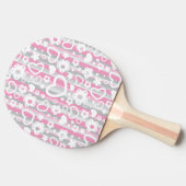 ハートおよび花が付いているパターン 卓球ラケット (横)