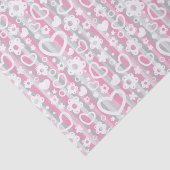 ハートおよび花が付いているパターン 薄葉紙 (詳細)