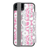 ハートおよび花が付いているパターン INCIPIO iPhoneウォレットケース (フォリオ裏面)