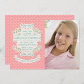 ハートおよび花の写真の招待状 招待状 (正面/裏面)