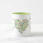 ハートおよび花の愛茶 マグカップ (中央)