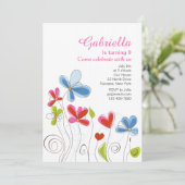 ハートおよび花の招待状 招待状 (スタンド正面)