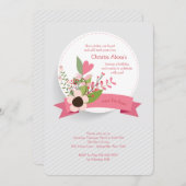 ハートおよび花の招待状 招待状 (正面/裏面)
