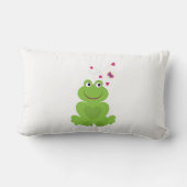 ハートおよび蝶を持つかわいい微笑のカエル ランバークッション (裏面)