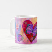 ハートおよび蝶マグ コーヒーマグカップ (正面左)