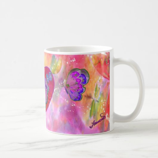 ハートおよび蝶マグ コーヒーマグカップ (右)