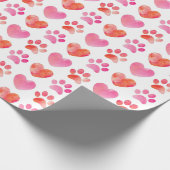ハートおよび足のプリントのバレンタインデーの包装紙 ラッピングペーパー (角)