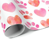 ハートおよび足のプリントのバレンタインデーの包装紙 ラッピングペーパー (ロールコーナー)