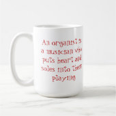 ハートおよび靴底のオルガン奏者のマグ コーヒーマグカップ (左)