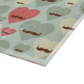 ハートおよび髭を搭載するバレンタインパターン カッティングボード (角)