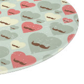 ハートおよび髭を搭載するバレンタインパターン カッティングボード (角)