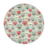 ハートおよび髭を搭載するバレンタインパターン カッティングボード (正面)