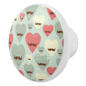 ハートおよび髭を搭載するバレンタインパターン セラミックノブ (右)