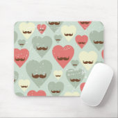 ハートおよび髭を搭載するバレンタインパターン マウスパッド (マウス)