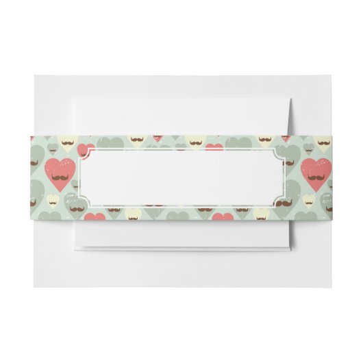 ハートおよび髭を搭載するバレンタインパターン 招待状ベリーバンド (正面例)