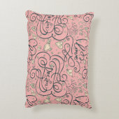 ハートおよび鳥が付いているロマンチックなパターン アクセントクッション (裏面(縦))