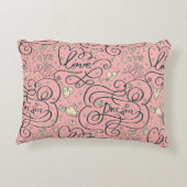 ハートおよび鳥が付いているロマンチックなパターン アクセントクッション (裏面)