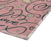 ハートおよび鳥が付いているロマンチックなパターン カッティングボード (角)