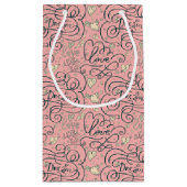 ハートおよび鳥が付いているロマンチックなパターン スモールペーパーバッグ (裏面)