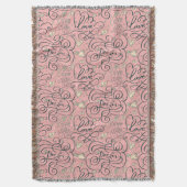 ハートおよび鳥が付いているロマンチックなパターン スローブランケット (正面縦)