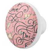 ハートおよび鳥が付いているロマンチックなパターン セラミックノブ (右)