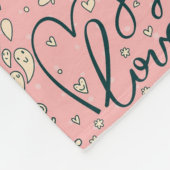 ハートおよび鳥が付いているロマンチックなパターン フリースブランケット (角)