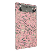 ハートおよび鳥が付いているロマンチックなパターン ミニクリップボード (アングル)