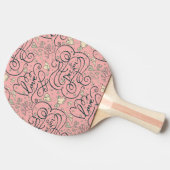 ハートおよび鳥が付いているロマンチックなパターン 卓球ラケット (横)