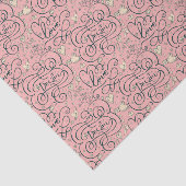 ハートおよび鳥が付いているロマンチックなパターン 薄葉紙 (詳細)