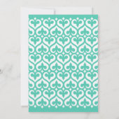 ハートおよび（紋章の）フラ・ダ・リの結婚式招待状-ティール（緑がかった色） 招待状 (裏面)