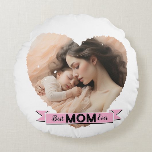 ハートお最高の前マリボン ラウンドクッション (正面)