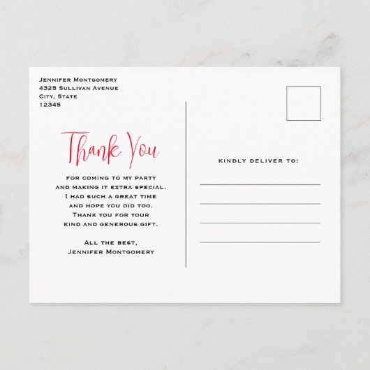 ハートお洒落とラブレターありがとう ポストカード (裏面)