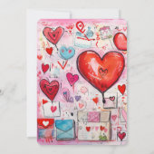 ハートお洒落とラブレターのパターン誕生日 招待状 (裏面)