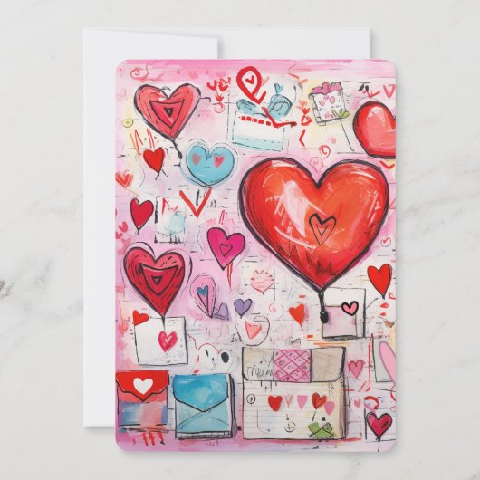 ハートお洒落とラブレターのパターン誕生日 招待状 (裏面)