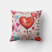 ハートお洒落とラブレターのパターン クッション (裏面)