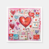 ハートお洒落とラブレターのパターン スタンダードカクテルナプキン (正面)