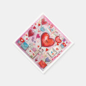 ハートお洒落とラブレターのパターン スタンダードカクテルナプキン (角)