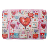 ハートお洒落とラブレターのパターン バスマット (正面)